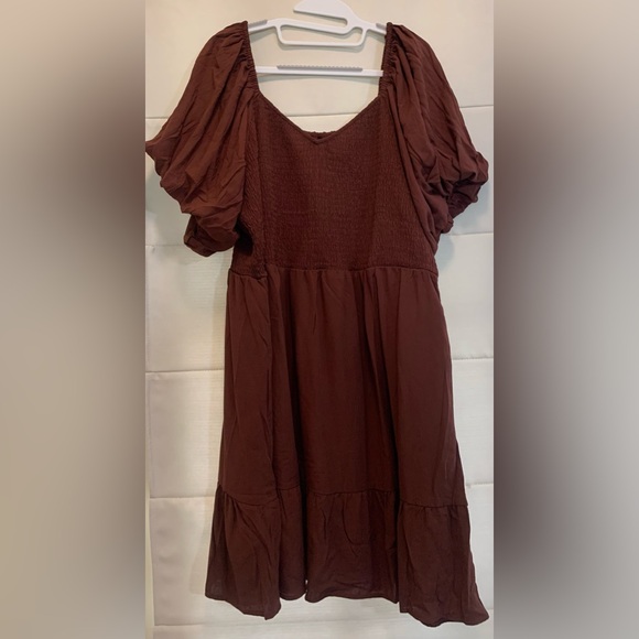 Maurices Dresses & Skirts - NWT Sweetheart Smocked Bubble Sleeve Mini Dress Brown Boho Maurices Plus Size 2x